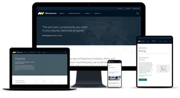 An image of the MW Industries website on various screen types - mobile, laptop, tablet, and large monitor.