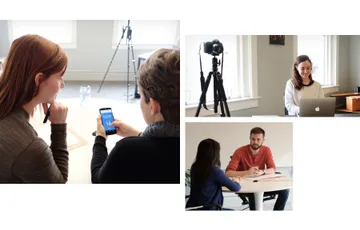 Photos of Viget UX researchers interviewing participants.