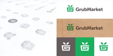 Explorations and final designs of the GrubMarket logo.