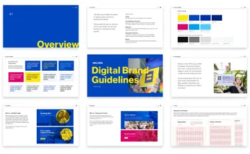 Screenshots from the Digital Brand Guide created for HRC