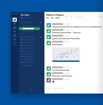 Screenshot of Slack chat between clients and Viget
