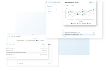 Two example data-driven UIs with trending data and a line graph