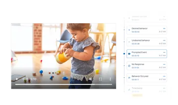 Video next to time-stamped behaviors to demonstrate the ability for therapists to toggle through key events in the session