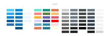 Before and after color palettes